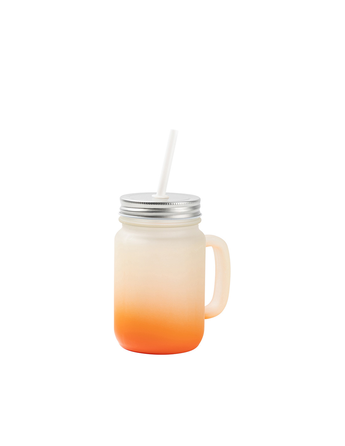 Pot Mason de 12 oz/350 ml avec paille (givré, orange dégradé)