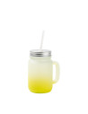 Pot Mason de 12 oz/350 ml avec paille (givré, dégradé jaune citron)