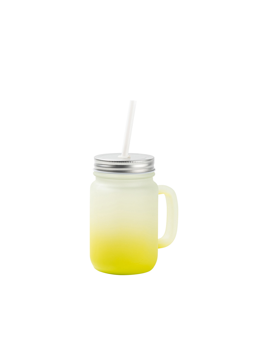 Pot Mason de 12 oz/350 ml avec paille (givré, dégradé jaune citron)