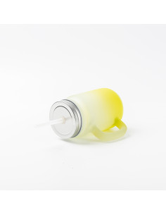 Pot Mason de 12 oz/350 ml avec paille (givré, dégradé jaune citron) 2