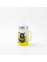 Pot Mason de 12 oz/350 ml avec paille (givré, dégradé jaune citron)