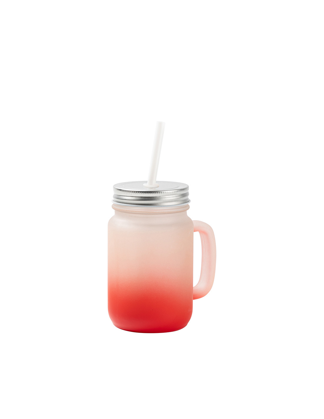 Pot Mason de 12 oz/350 ml avec paille (givré, rouge dégradé)