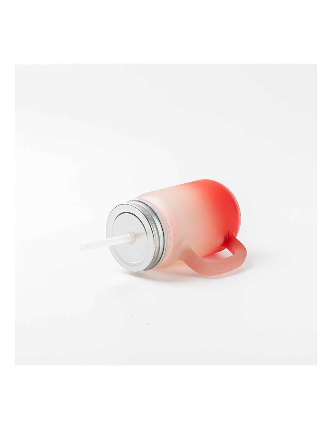 Pot Mason de 12 oz/350 ml avec paille (givré, rouge dégradé)