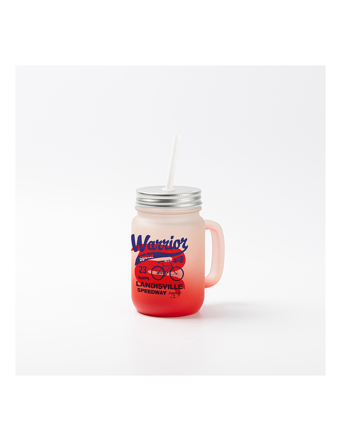 Pot Mason de 12 oz/350 ml avec paille (givré, rouge dégradé)