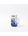 Pot Mason 12oz/350ml avec paille (givré, dégradé bleu foncé)