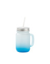 Pot Mason 12oz/350ml avec paille (givré, dégradé bleu clair)