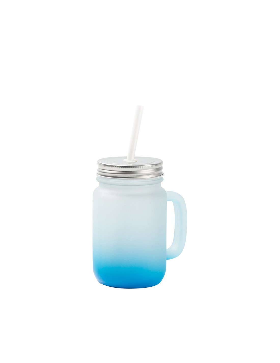 Pot Mason 12oz/350ml avec paille (givré, dégradé bleu clair)