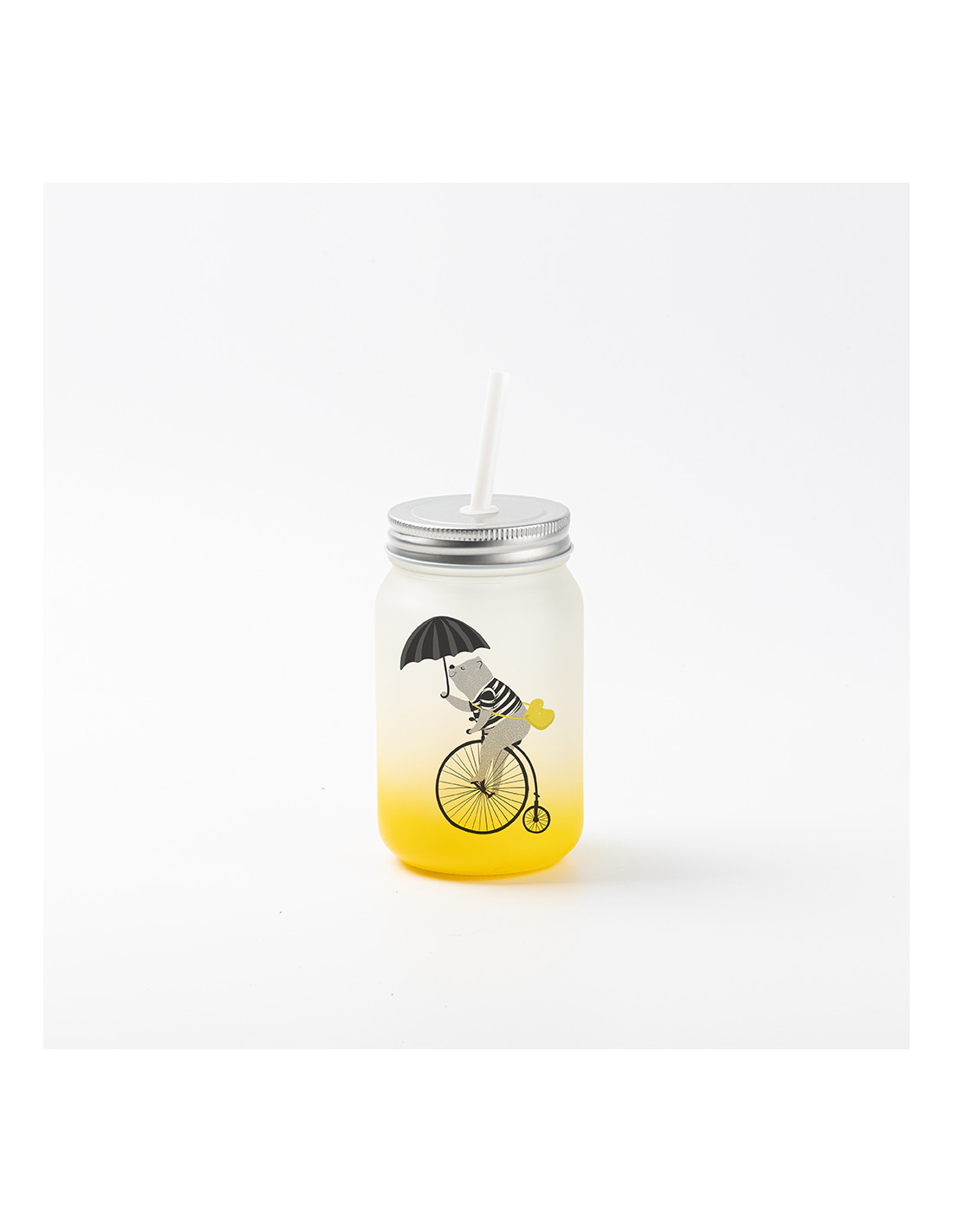 Pot Mason de 15 oz/450 ml sans poignée (givré, jaune dégradé)