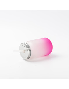 Pot Mason de 15 oz/450 ml sans poignée (givré, dégradé rose rouge) 2
