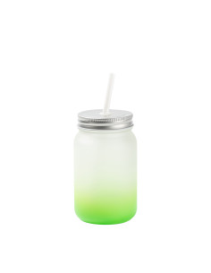 Pot Mason de 15 oz/450 ml sans poignée (givré, vert dégradé)