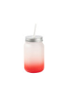 Pot Mason de 15 oz/450 ml sans poignée (givré, rouge dégradé)