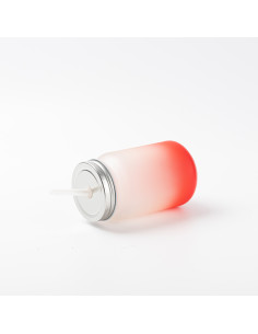 Pot Mason de 15 oz/450 ml sans poignée (givré, rouge dégradé) 2