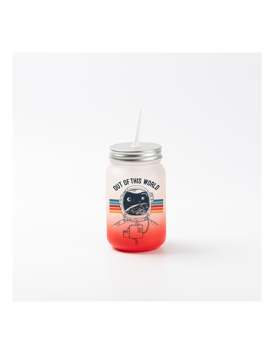 Pot Mason de 15 oz/450 ml sans poignée (givré, rouge dégradé)