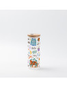 Gobelet fin en verre de 17 oz/500 ml avec couvercle en paille et en bambou (givré)