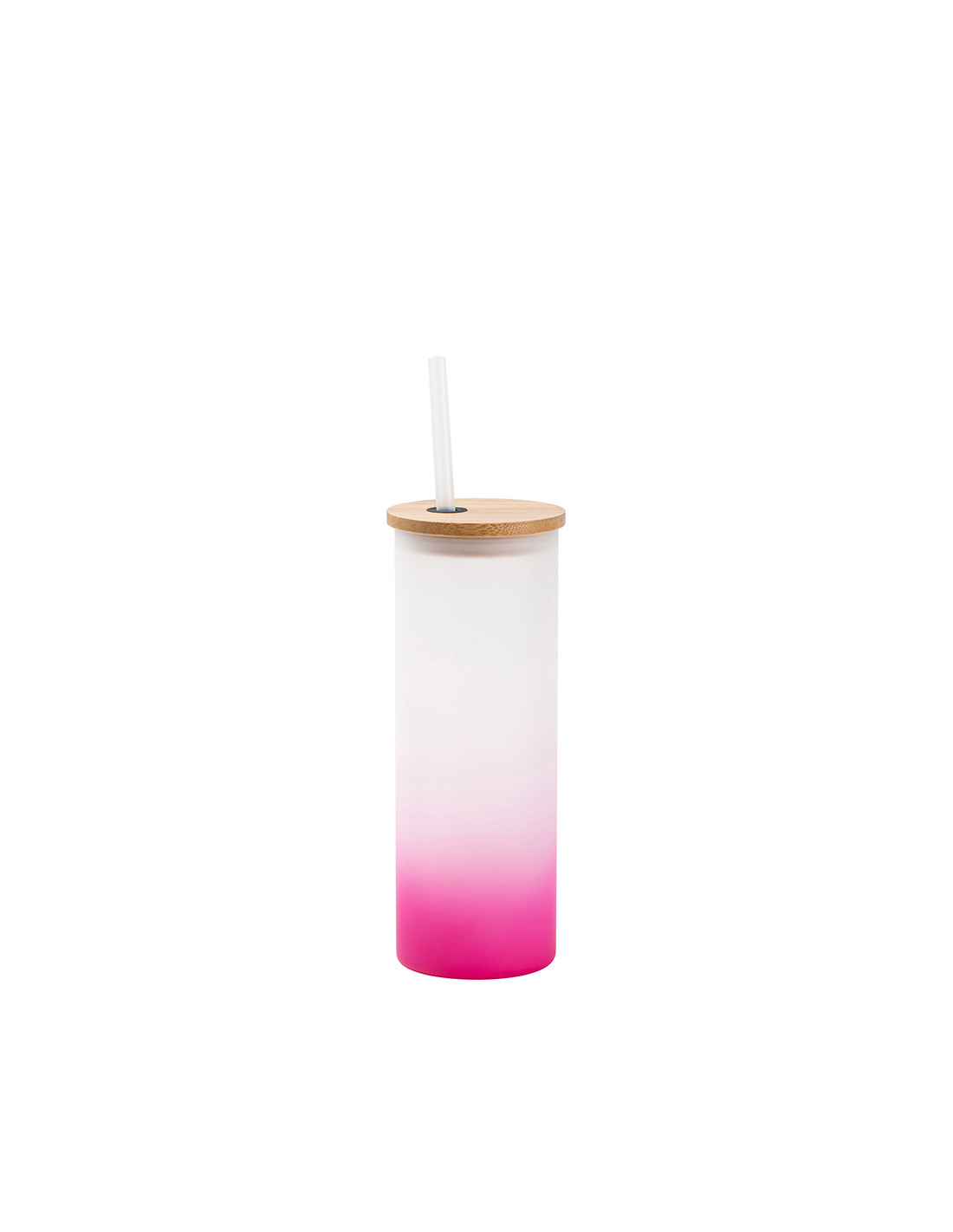 Gobelet fin en verre de 17 oz/500 ml avec couvercle en paille et en bambou (givré, violet dégradé)