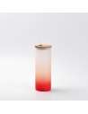 Gobelet fin en verre de 17 oz/500 ml avec couvercle en paille et en bambou (givré, rouge dégradé)