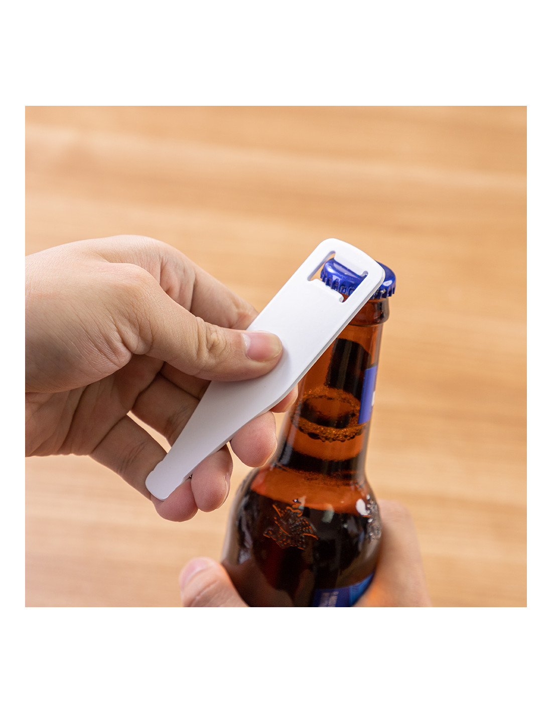 Ouvre-bouteille entièrement blanc en acier inoxydable (bouteille de vin, 3,5 x 11,6 cm)