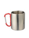 Tasse en acier inoxydable de 300 ml avec poignée mousqueton rouge (argent)