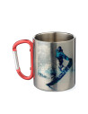 Tasse en acier inoxydable de 300 ml avec poignée mousqueton rouge (argent)