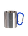Tasse en acier inoxydable de 300 ml avec poignée mousqueton bleue (argent)