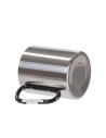 Tasse en acier inoxydable de 300 ml avec poignée mousqueton noire (argent)