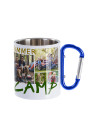 Tasse en acier inoxydable de 300 ml avec poignée mousqueton bleue (blanc)