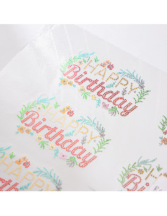 Feuille de transfert en faux strass (Joyeux anniversaire, 9,5 x 6 cm)
5 feuilles/paquet 2