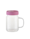 Pot Mason en verre de 20 oz/600 ml avec couvercle en silicone (transparent, rose)
