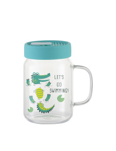 Pot Mason en verre de 20 oz/600 ml avec couvercle en silicone (transparent, vert menthe) 2