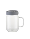 Pot Mason en verre de 20 oz/600 ml avec couvercle en silicone (transparent, gris)