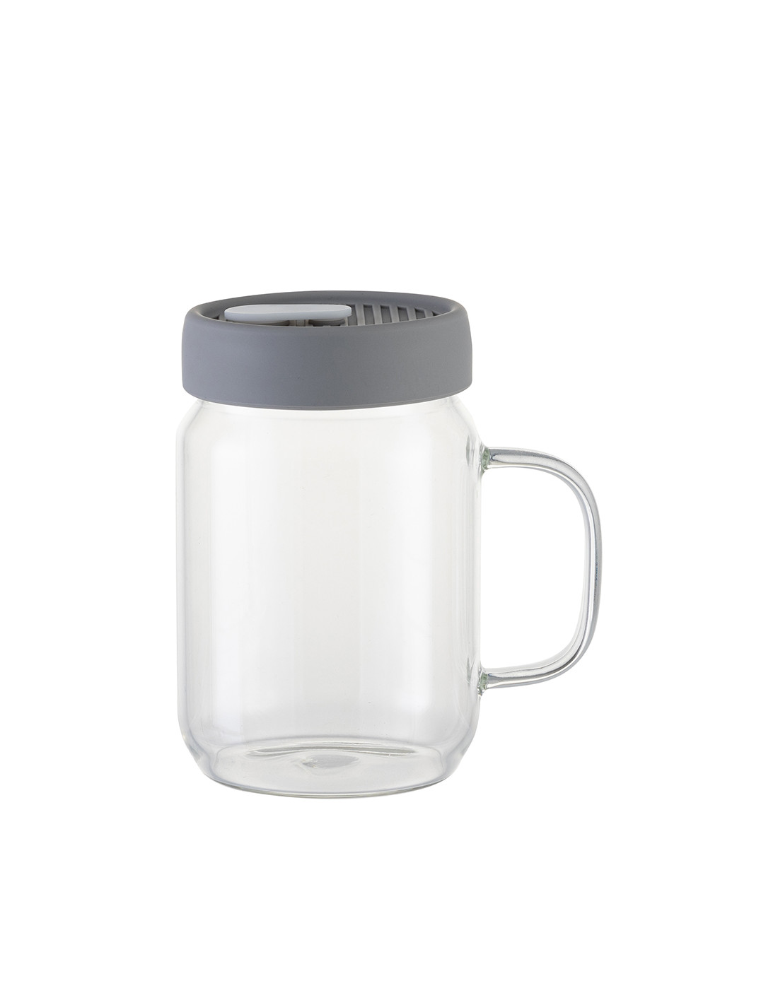 Pot Mason en verre de 20 oz/600 ml avec couvercle en silicone (transparent, gris)
