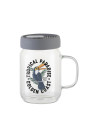 Pot Mason en verre de 20 oz/600 ml avec couvercle en silicone (transparent, gris)