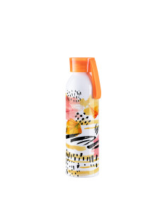 Botella de aluminio delgada deportiva portátil de 22 oz / 650 ml con tapa naranja (blanca) 2