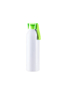 Botella de aluminio delgada deportiva portátil de 22 oz / 650 ml con tapa verde claro (blanca)