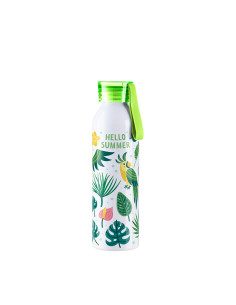 Botella de aluminio delgada deportiva portátil de 22 oz / 650 ml con tapa verde claro (blanca) 2
