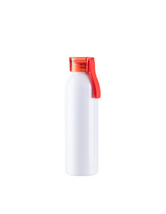Botella de aluminio delgada deportiva portátil de 22 oz / 650 ml con tapa roja (blanca)