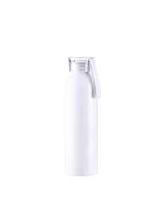 Botella de aluminio delgada deportiva portátil de 22 oz / 650 ml con tapa transparente (blanca)