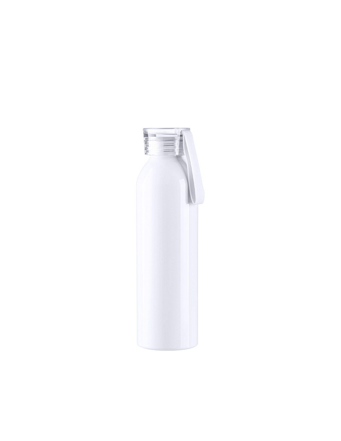 Bouteille en aluminium mince de sport portative de 22 oz/650 ml avec bouchon transparent (blanc)