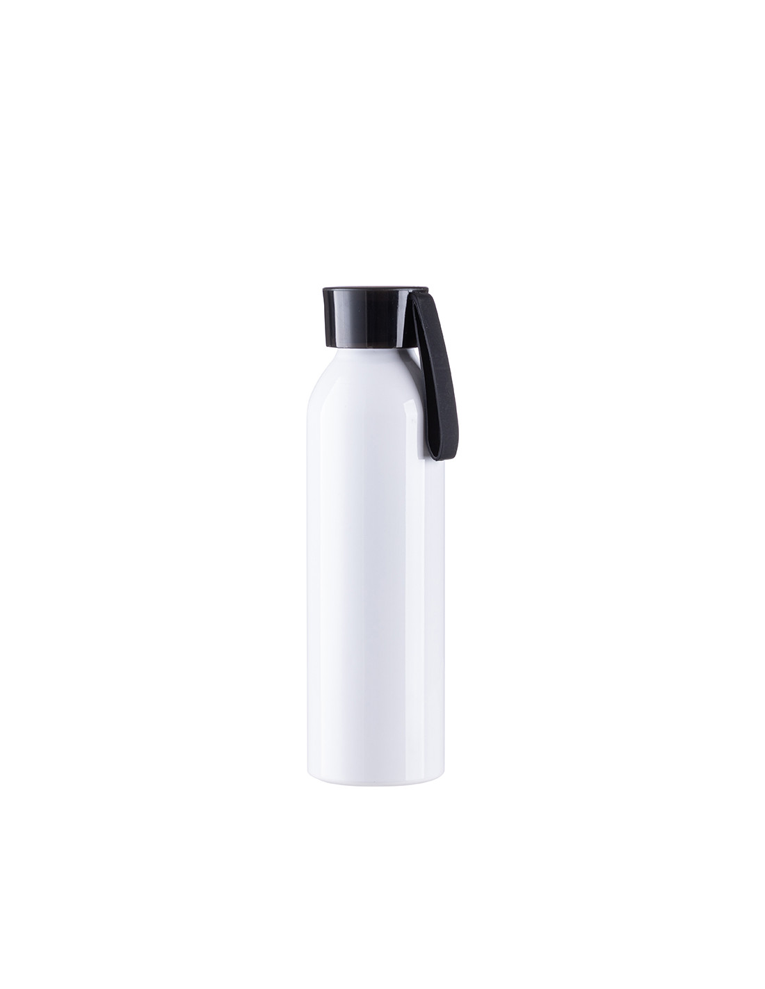 Bouteille en aluminium mince de sport portative de 22 oz/650 ml avec bouchon noir (blanc)
