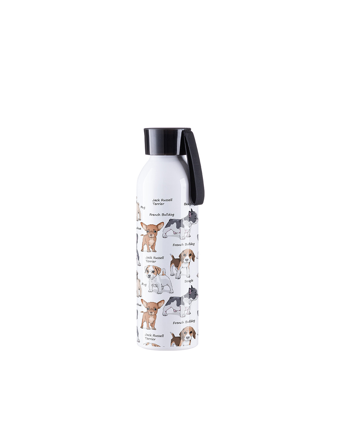 Bouteille en aluminium mince de sport portative de 22 oz/650 ml avec bouchon noir (blanc)