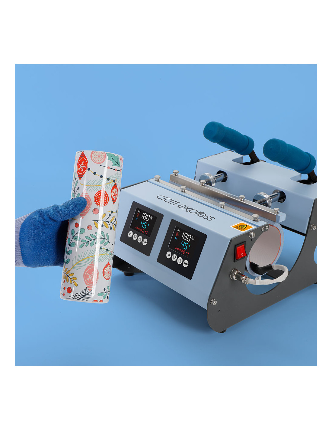 Craft Express Presse à tasses 3 en 1 à deux stations (bleu clair)