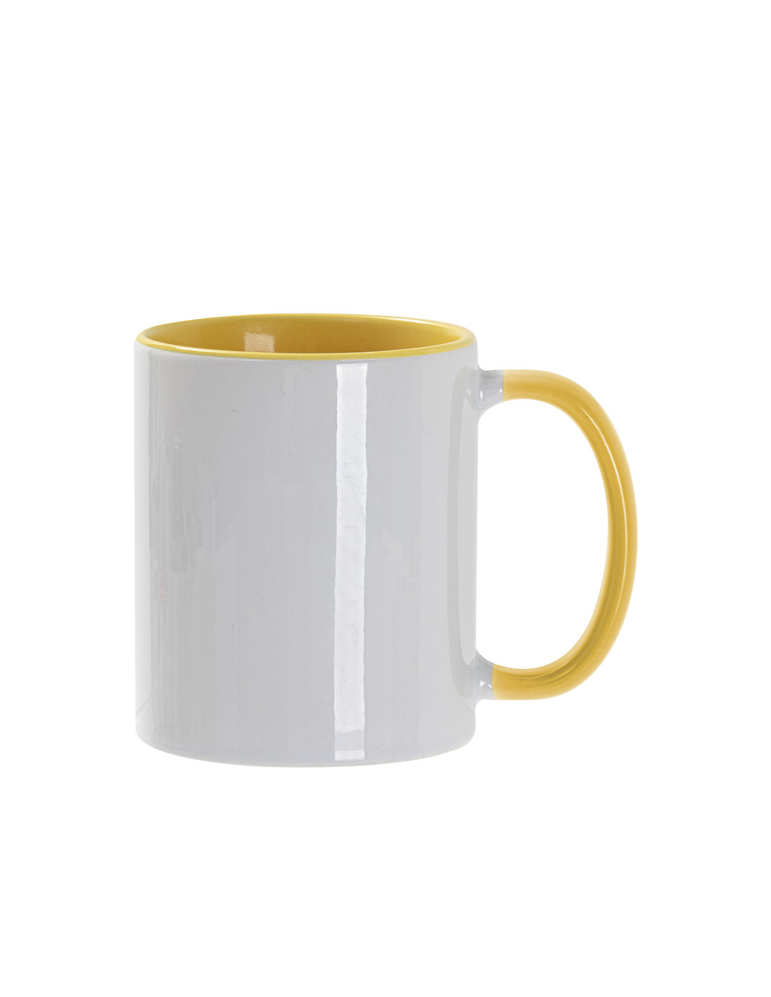 Tasse de couleur intérieure/poignée de 11 oz, jaune