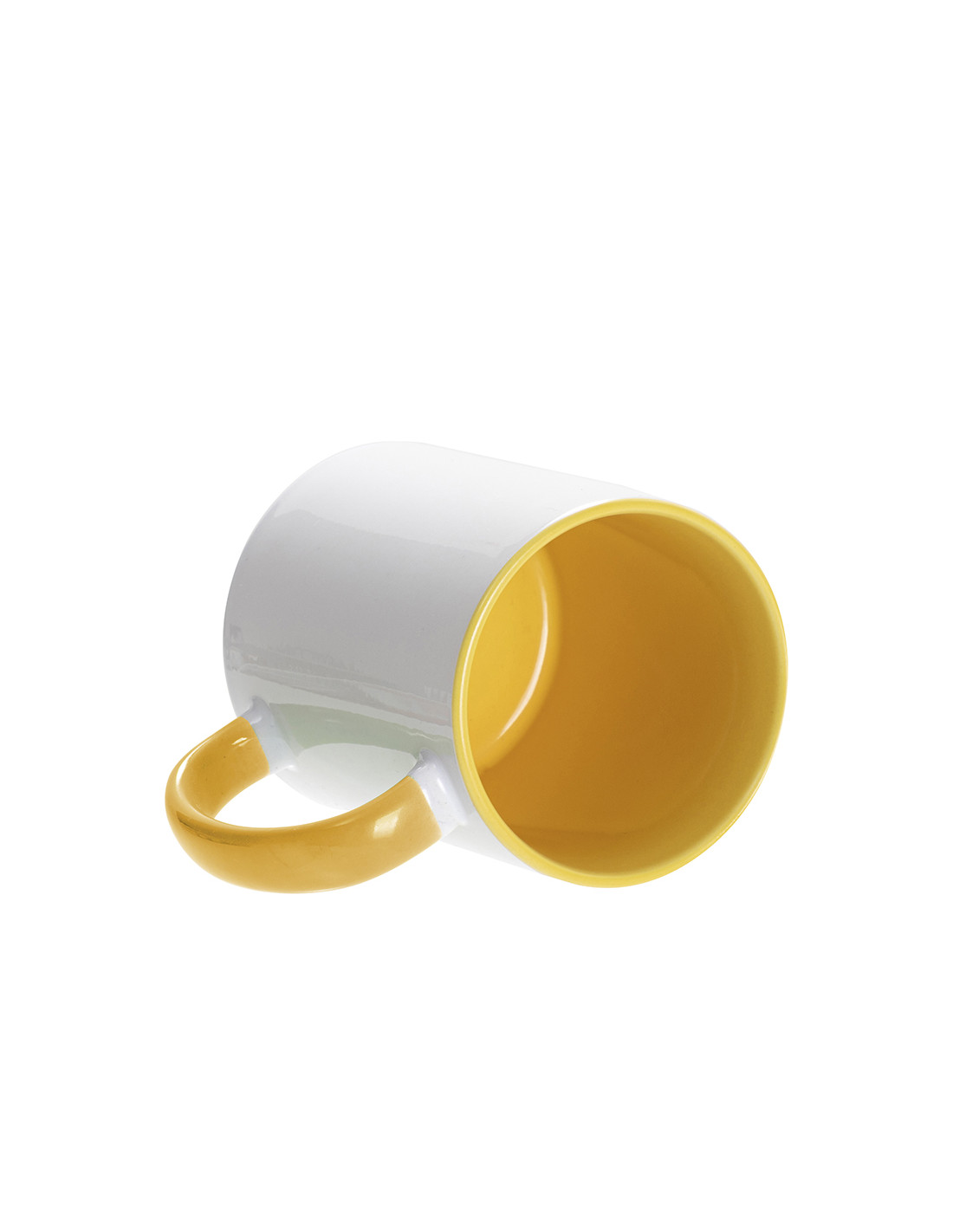 Tasse de couleur intérieure/poignée de 11 oz, jaune