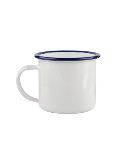 Tasse en émail de 12 oz/360 ml (bord bleu)