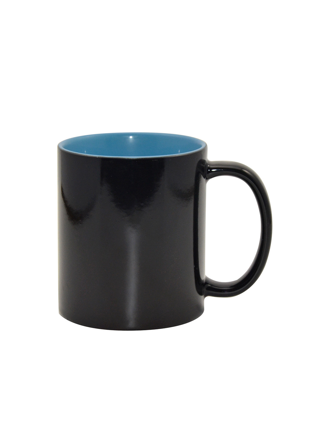 Tasse noire à couleur changeante de 11oz (couleur intérieure)-bleu clair