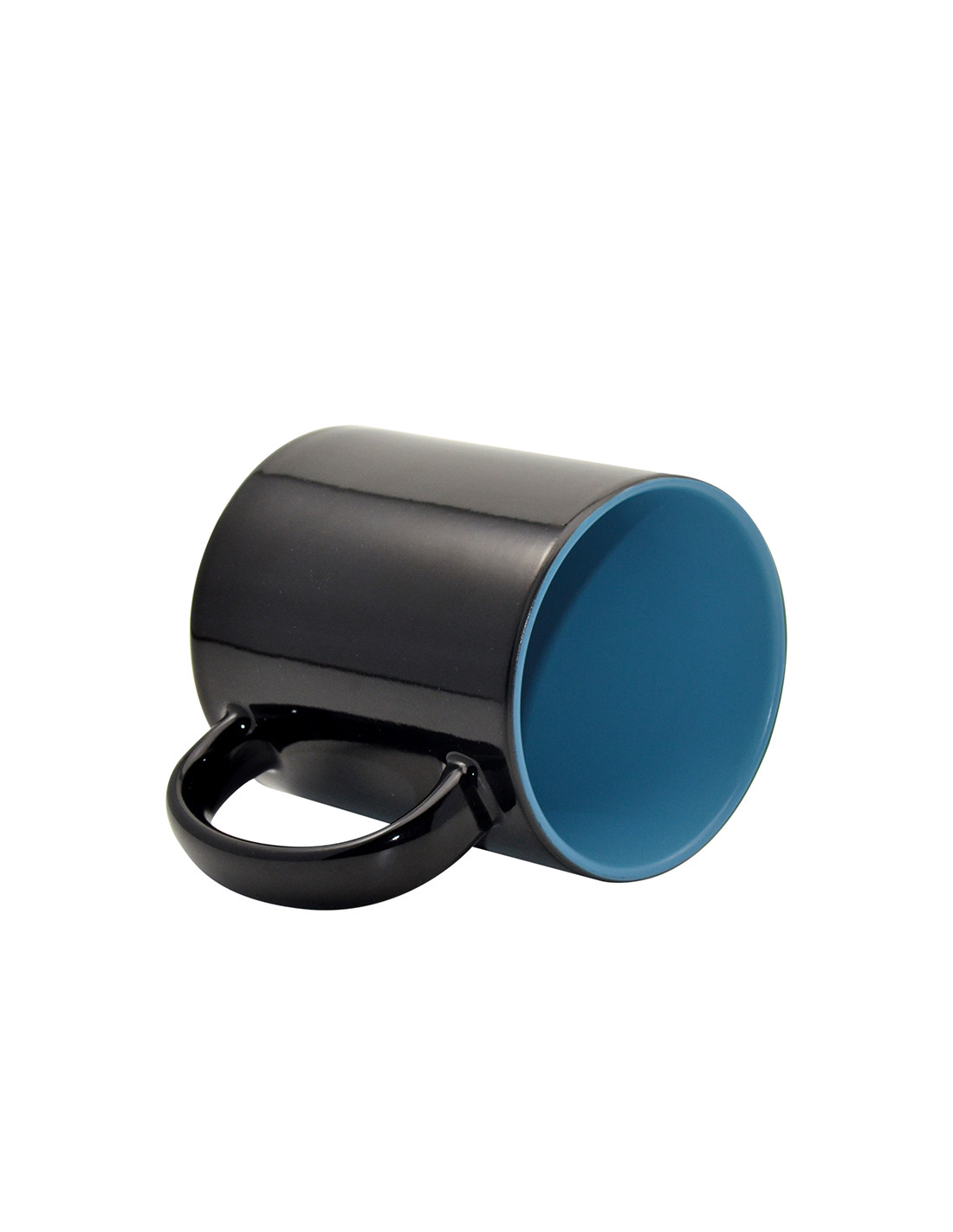 Tasse noire à couleur changeante de 11oz (couleur intérieure)-bleu clair