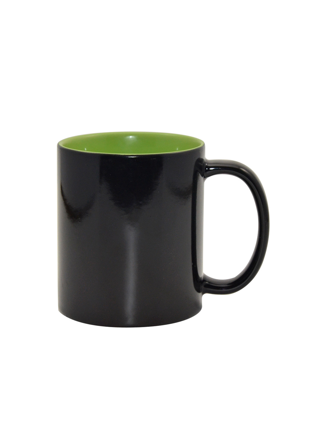 Tasse noire à couleur changeante de 11oz (couleur intérieure)-vert clair