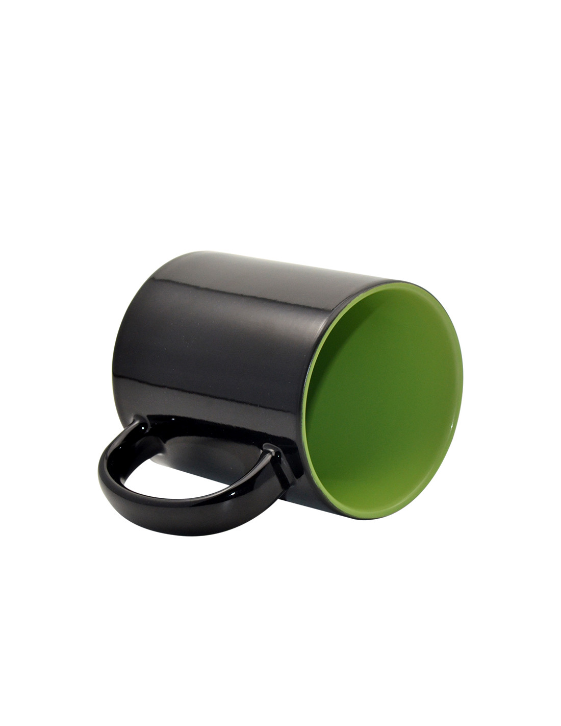 Tasse noire à couleur changeante de 11oz (couleur intérieure)-vert clair