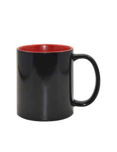 Tasse à changement de couleur noire de 11 oz (couleur intérieure) - Rouge