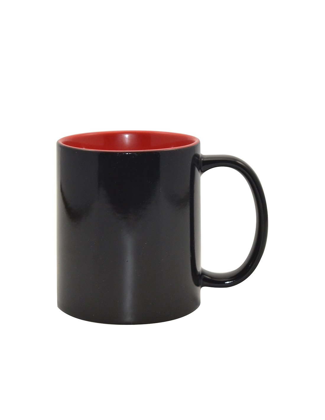 Tasse à changement de couleur noire de 11 oz (couleur intérieure) - Rouge